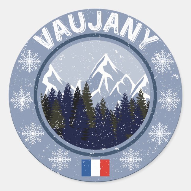 Vaujany Skistation Runder Aufkleber (Vorderseite)
