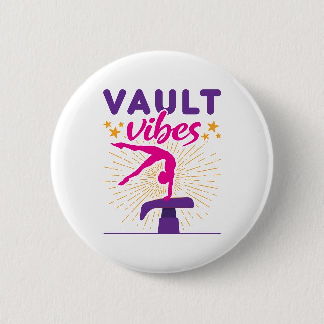 Vault Vibes Gymnastics Gymnast Girls Button (Vorderseite)