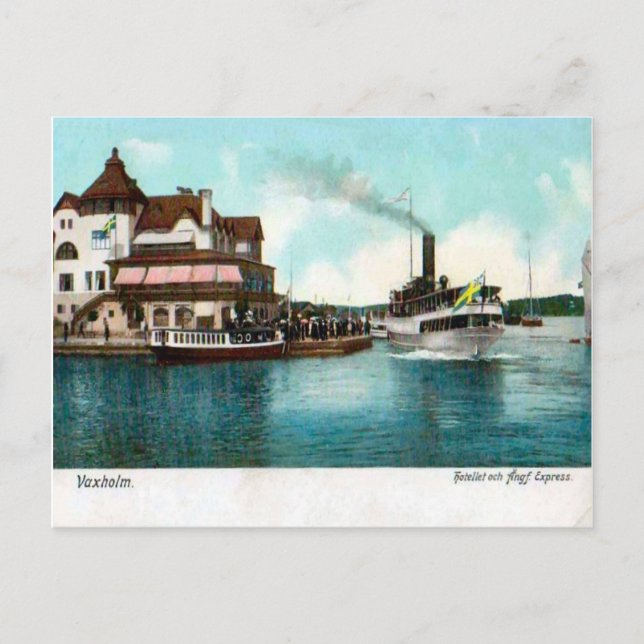 Vaxholm, Schweden, Touristendampfer Postkarte (Vorderseite)