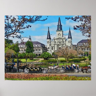 VCathedral, Jackson Square, New Orleans Poster