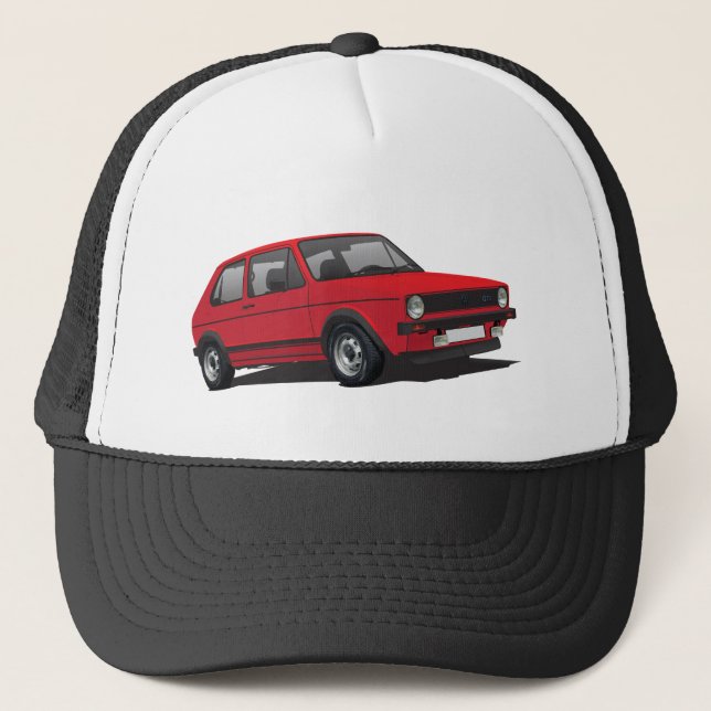 VDUB Wagen Rotkappe Golfs GTI MK1 Truckerkappe (Vorderseite)
