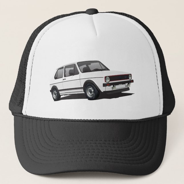 VDUB Wagen weißer Fernlastfahrerhut Golfs GTI MK1 Truckerkappe (Vorderseite)
