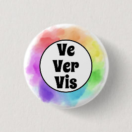 Ve Ver Vis Pronouns im Wasserfarbkreis Button