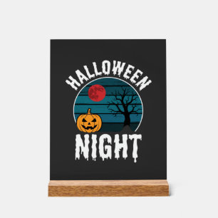 Vecteur d'arbre de citrouille de nuit d'Halloween