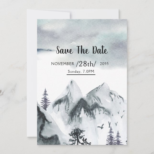 Vecteur de carte d'invitation pour mariage d'hiver (Dos)