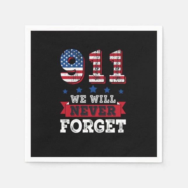 Vector 911 werden wir nie vergessen Shirt Serviette (Vorderseite)