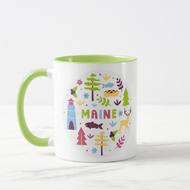 Vector Art Maine Theme Staat Symbole Tasse (Links)