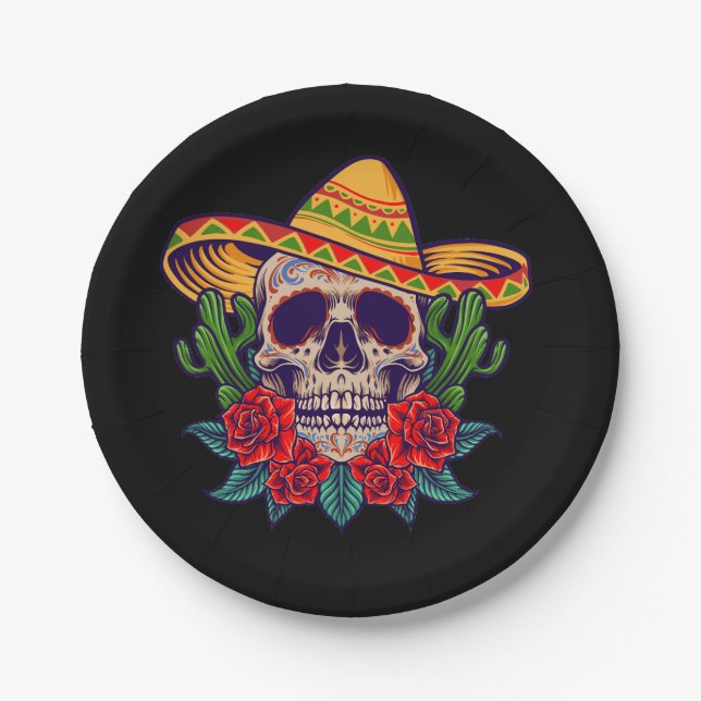 Vector cinco de mayo mexicans skulptur pappteller (Vorderseite)