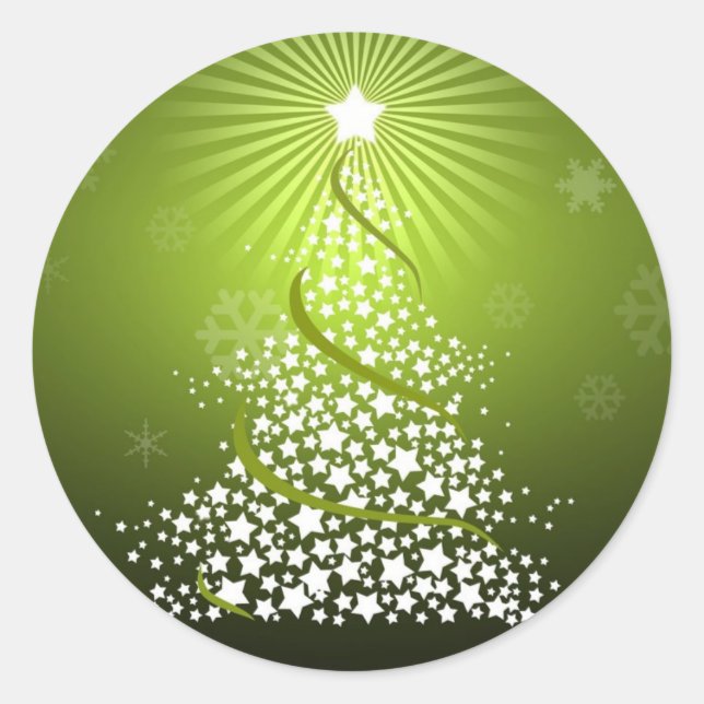 Vector Green Christmas Tree Runder Aufkleber (Vorderseite)