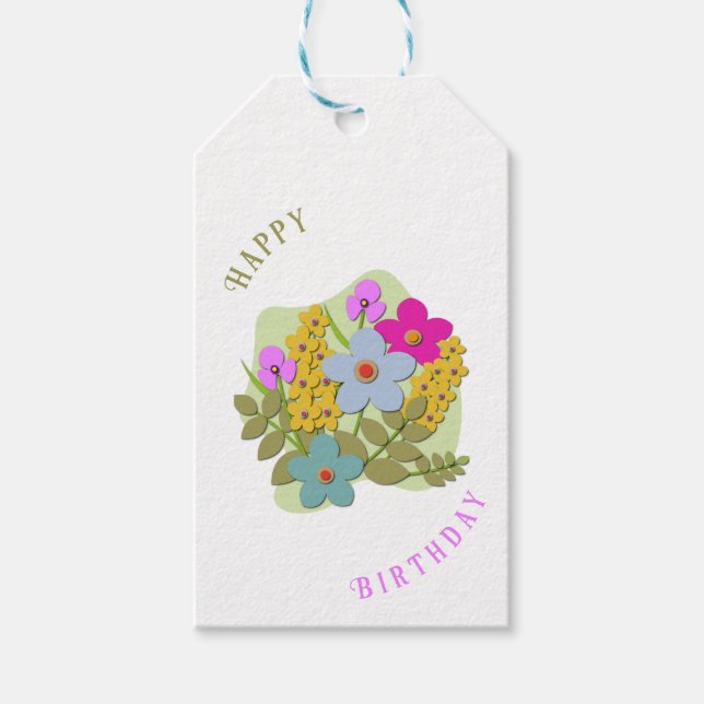 Vector Illustration des Blume-Bouquets Geschenkanhänger (Vorderseite)