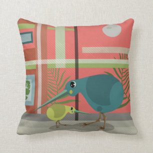 Vector Kiwi Bird-Familie Kissen