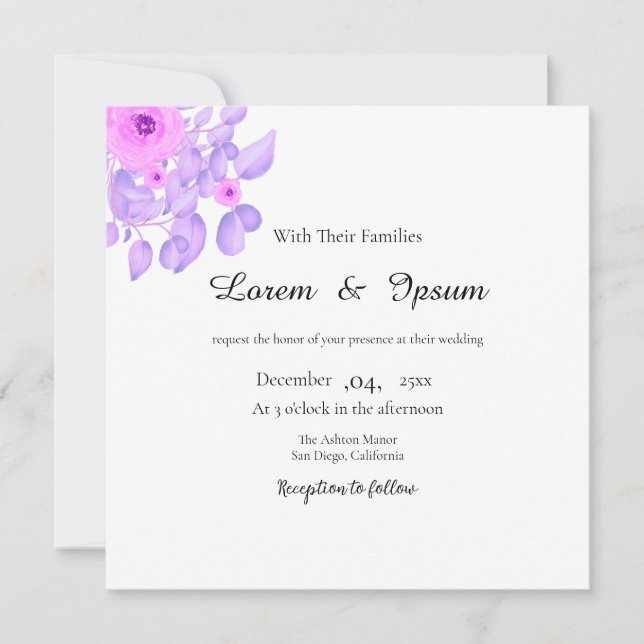 Vector of Floral Wedding Square Card Einladung (Vorderseite)