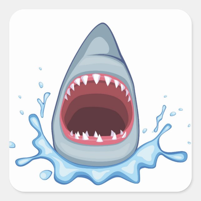 vectorstock_383155 Cartoon Shark Teeth hungrig Quadratischer Aufkleber (Vorderseite)