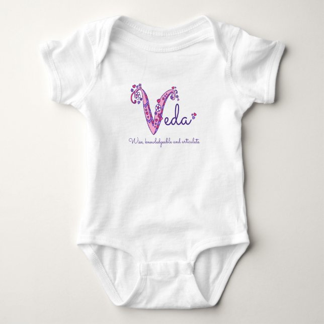 Veda Mädchenname u. Bedeutung des Baby Strampler (Vorderseite)