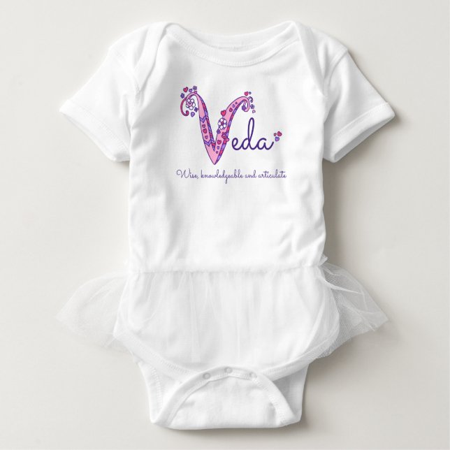 Veda Mädchenname u. Bedeutung des Baby Strampler (Vorderseite)