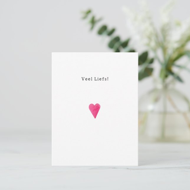 Veel Liefs Roze Hart Hartje Quote Kaart Postkarte (Stehend Vorderseite)