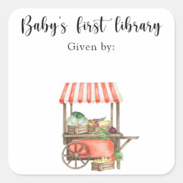 Veg Baby Shower Buchzeichen - Kinderbibliothek Quadratischer Aufkleber