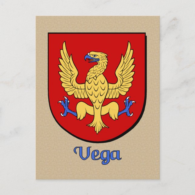 Vega Family Heraldic Shield Postkarte (Vorderseite)