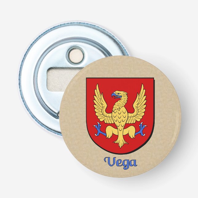 Vega Heraldic Arms on Parchstyle Back Flaschenöffner (Vorderseite)