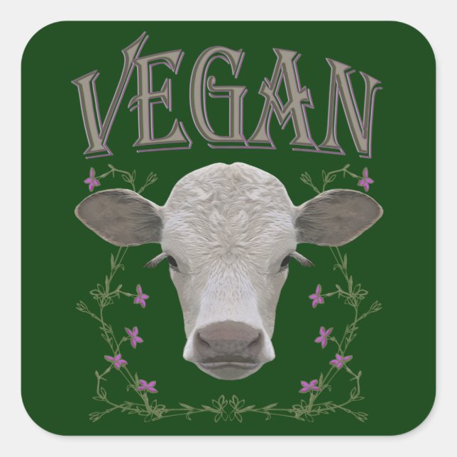 VEGAN - */* 25 QUADRATISCHER AUFKLEBER (Vorderseite)