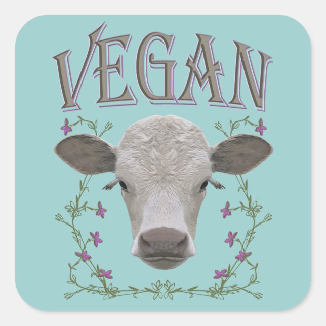 VEGAN - */* 3 QUADRATISCHER AUFKLEBER (Vorderseite)