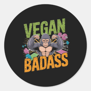 Vegan Bodybuilder Weightlifter Gorilla Runder Aufkleber
