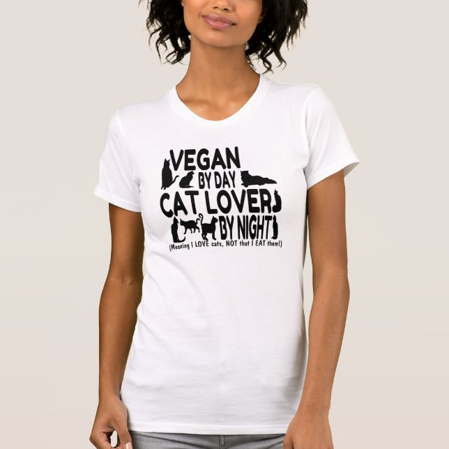 Vegan Cat Lover Spaß T-Shirt (Vorderseite)