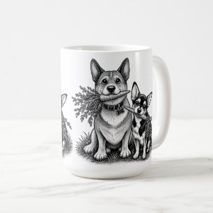 Vegan Corgi & Chihuahua mit Karotten Kaffeetasse