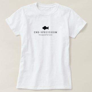 Vegan End Speciesism Minimaler Typografie Fisch T-Shirt