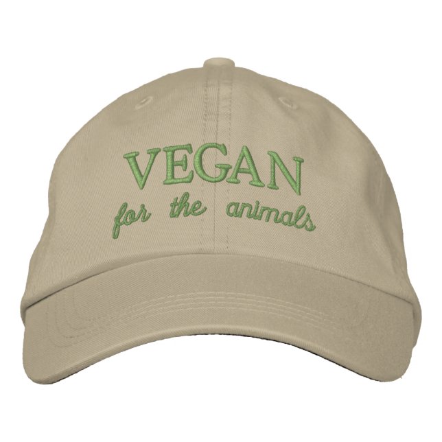Vegan für Beige-Stickerei Bestickte Baseballkappe (Vorderseite)