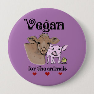 Vegan für den Tiere Knopf Button