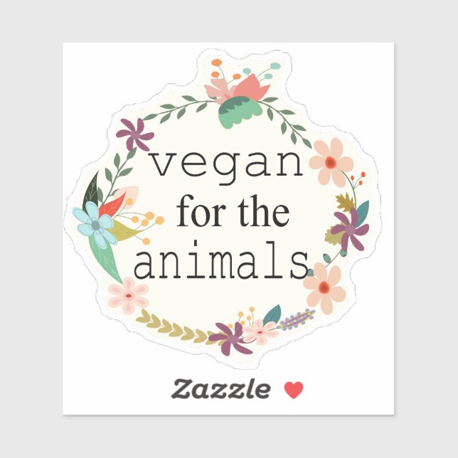Vegan für die Tiere Aufkleber (Blatt)