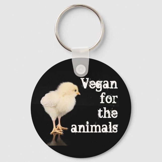 Vegan für die Tiere - Küken Schlüsselanhänger (Vorderseite)