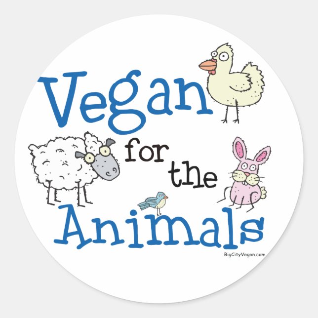 Vegan für die Tiere Runder Aufkleber (Vorderseite)