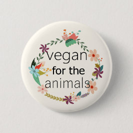 Vegan für Tiere Blumendesign Button