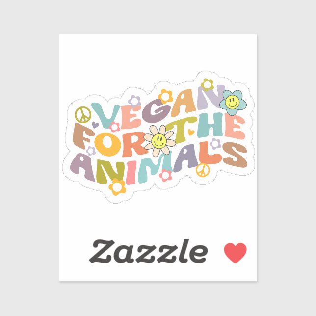 Vegan für Tiere, Retro Vegan Aufkleber (Blatt)