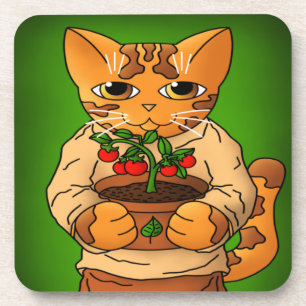 Vegan Gartenkatze Getränkeuntersetzer