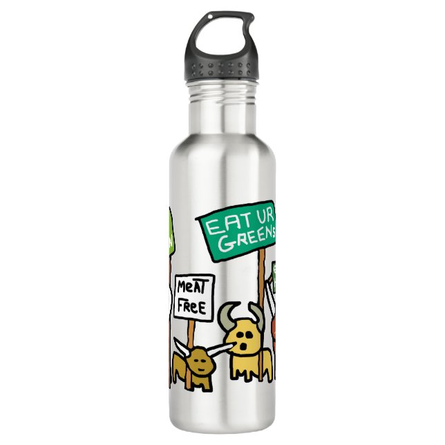 Vegan gehen edelstahlflasche (Vorderseite)