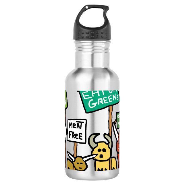 Vegan gehen edelstahlflasche (Vorderseite)