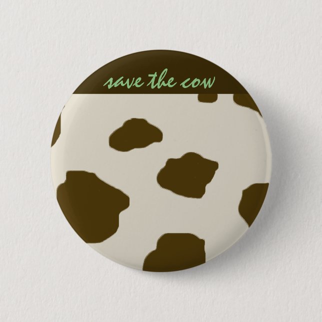Vegan GERETTET COW Brown Button (Vorderseite)