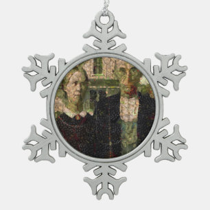 Vegan Gothic Fine Art Parodie Schneeflocken Zinn-Ornament