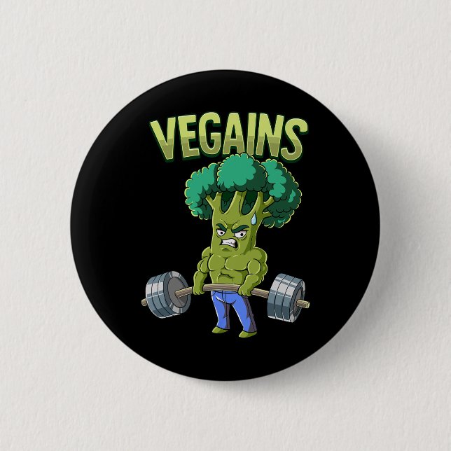 Vegan Gym Bodybuilding Vegains Button (Vorderseite)
