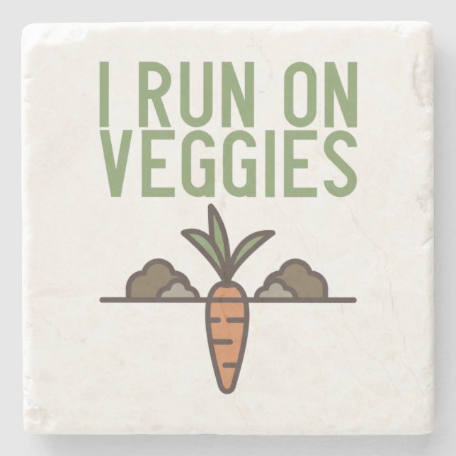 Vegan - Ich laufe auf Veggies Steinuntersetzer (Vorderseite)