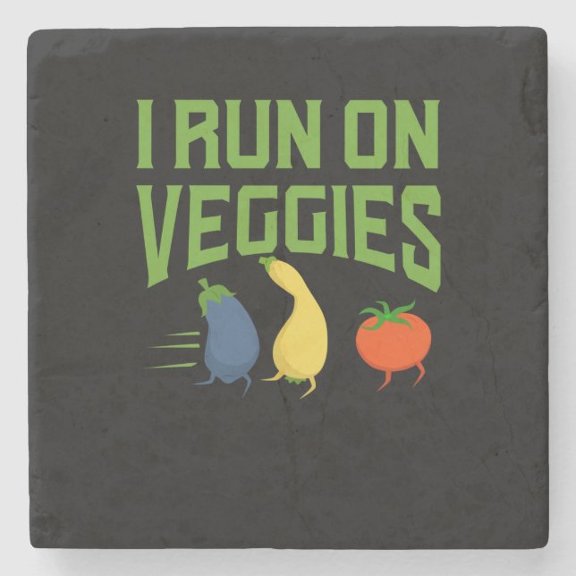 Vegan - Ich laufe auf Veggies Steinuntersetzer (Vorderseite)