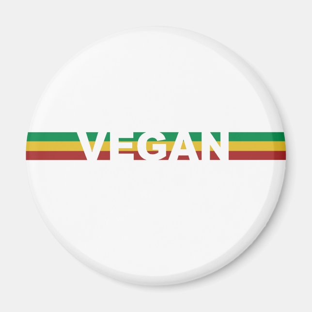 Vegan in Rasta Stripes Magnet (Vorne)