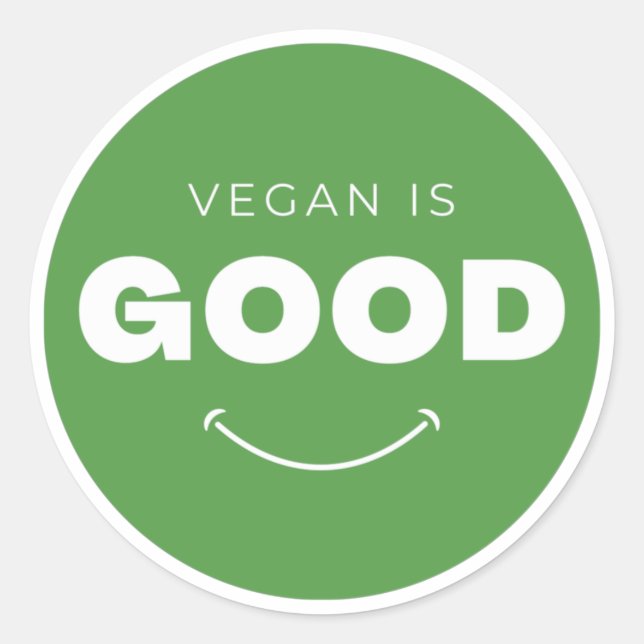 Vegan ist gut - Niedliches Lächeln (weiß) Runder Aufkleber (Vorderseite)