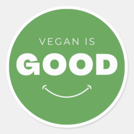 Vegan ist gut - Niedliches Lächeln (weiß) Runder Aufkleber