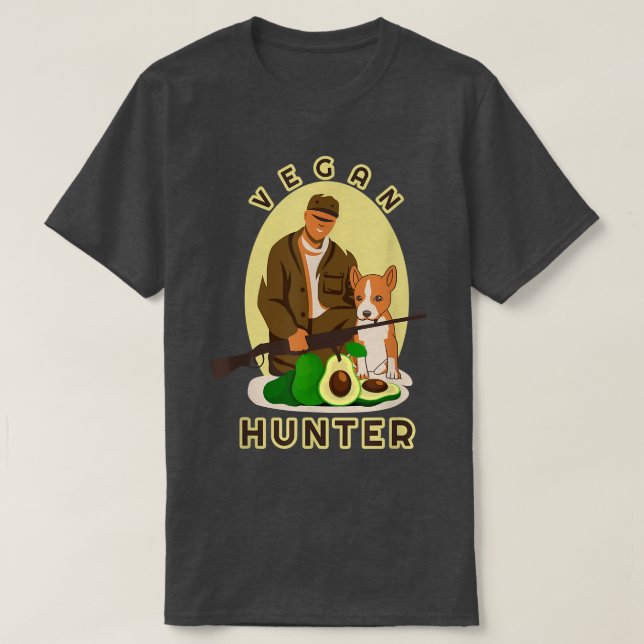 Vegan Jäger Vegetarier Jagen Funny Meme T-Shirt (Design vorne)