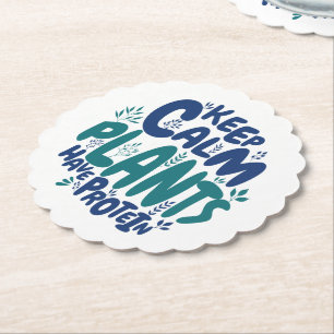 Vegan Keep Calm Pflanzen haben Protein Vegetarier Untersetzer