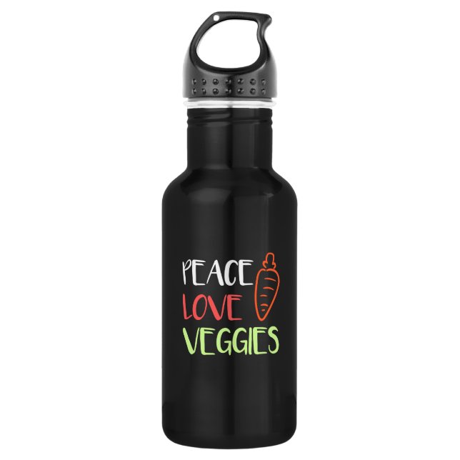 Vegan - Liebe Veggies Edelstahlflasche (Vorderseite)